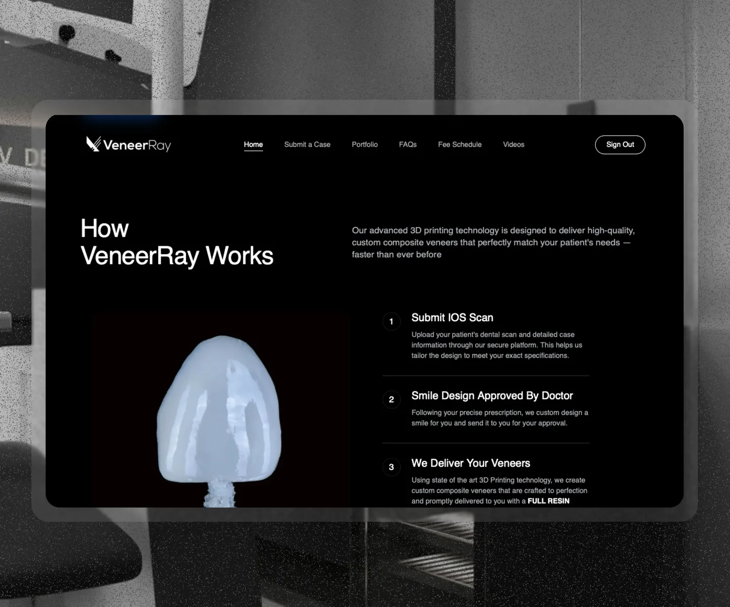 VeneerRay marketing website designed by TarunSoft